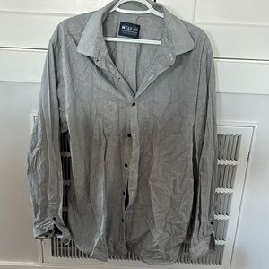 MTailor. Men’s, black & white striped, button down.